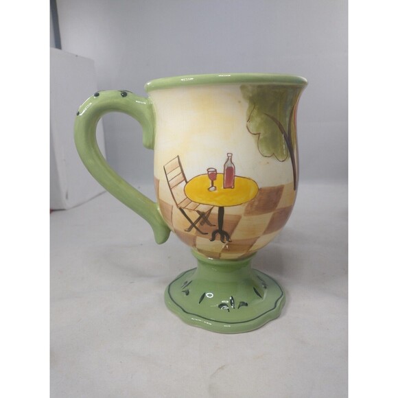 Jennifer Brinley Bistro Coffe Mug Cup Certified International Pedestal Set Of 3 - Picture 10 of 16